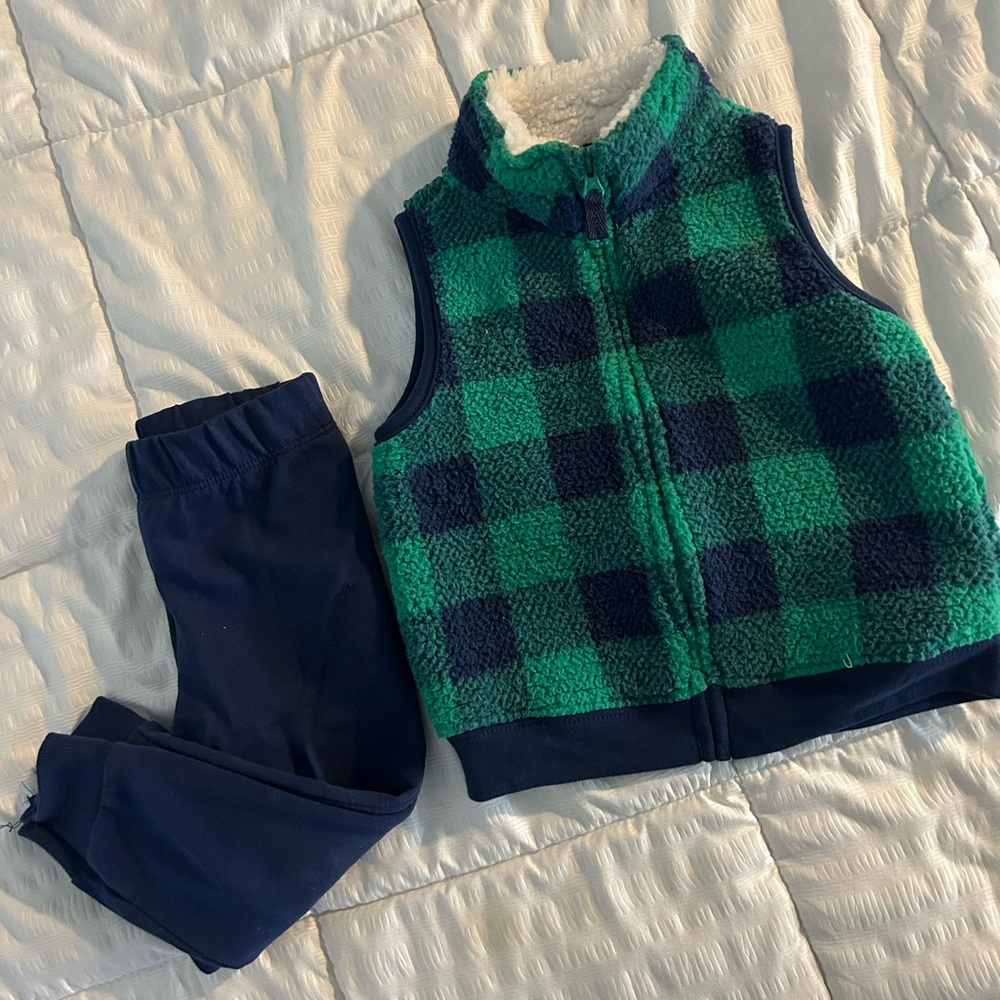Carter's Green and Navy Checkered Vest